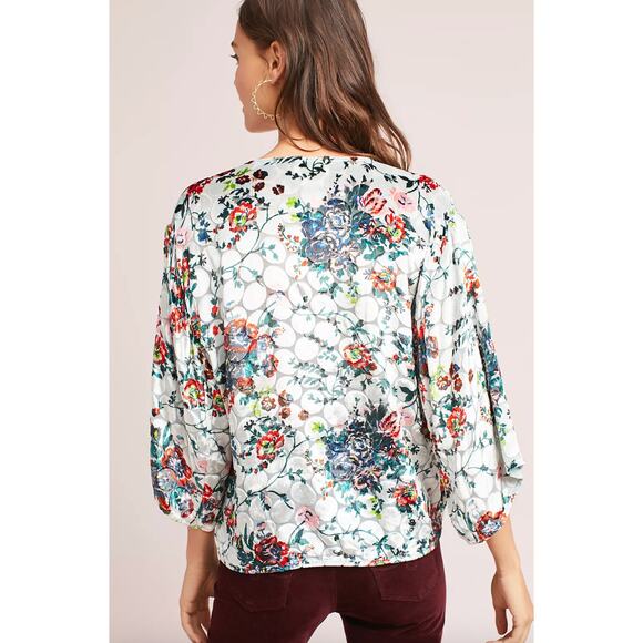 Anthropologie Maeve Umi Velvet Wrap Kimono Top Medium - Picture 4 of 10